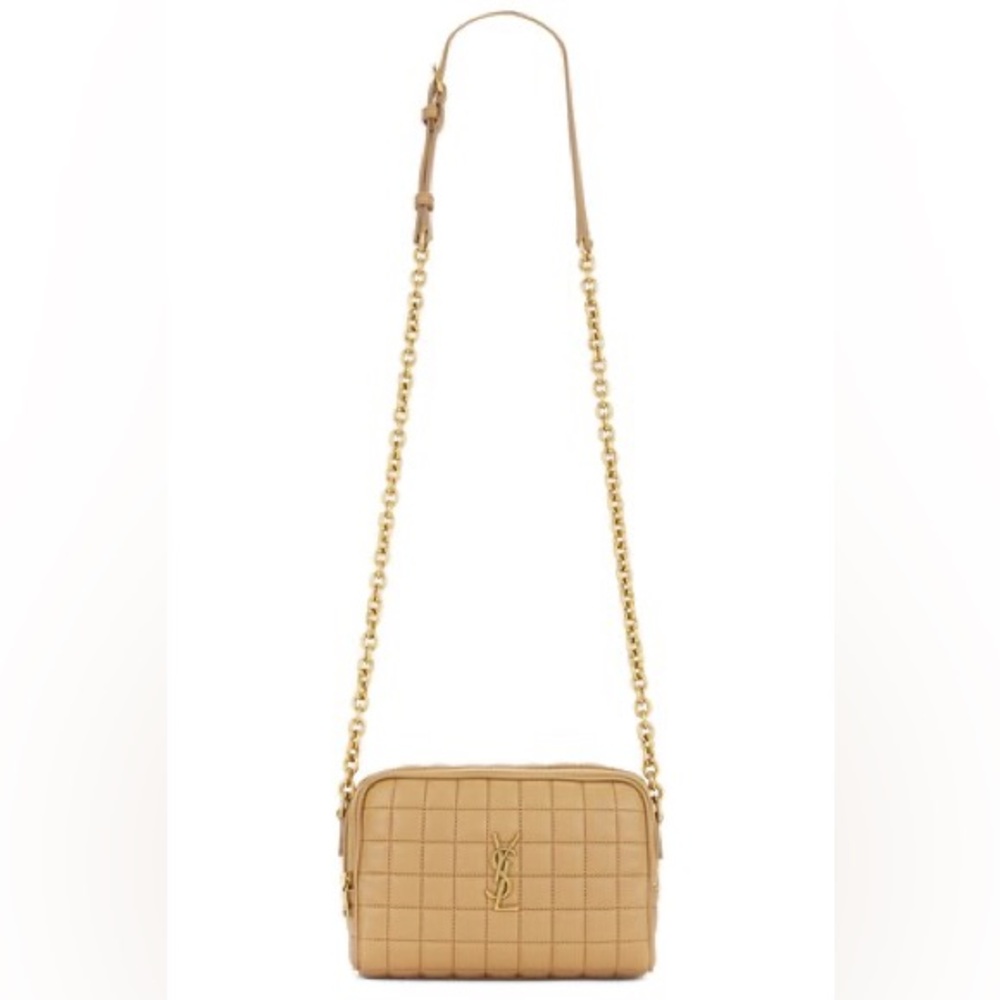 Yves Saint Laurent Beige Quilted Crossbody Bag camera bag natur